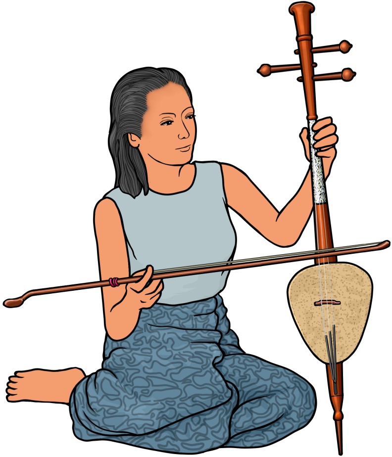 ソー・サム・サイを演奏する女性の図
