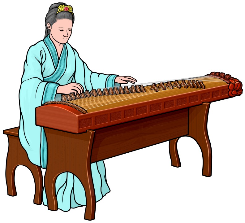 中国の弦楽器：しつ 瑟の演奏