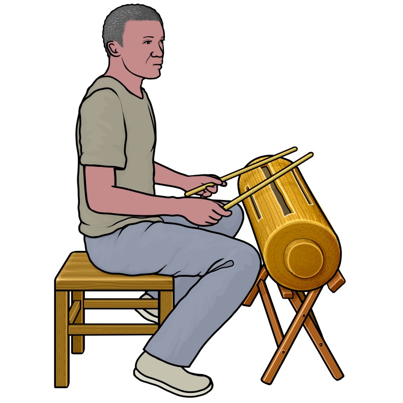 playing slit drum(krin)