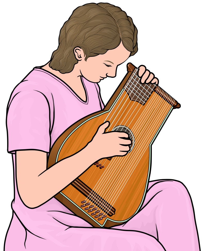 ステッセル・リュート(stoessel lute)を演奏する女性