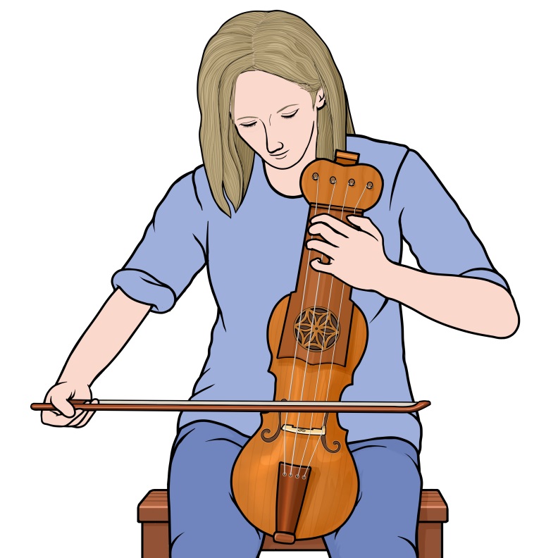 sukaを演奏する女性のイラスト