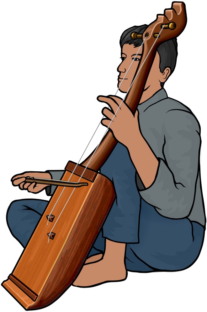 タラワンサを演奏する男性の図