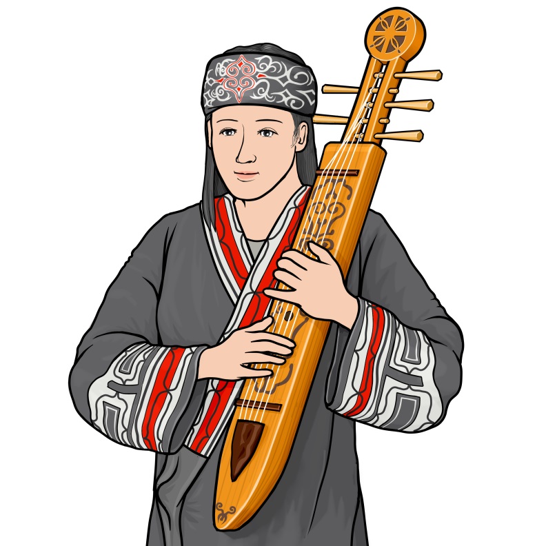 tonkori player(Ainu people instrument)