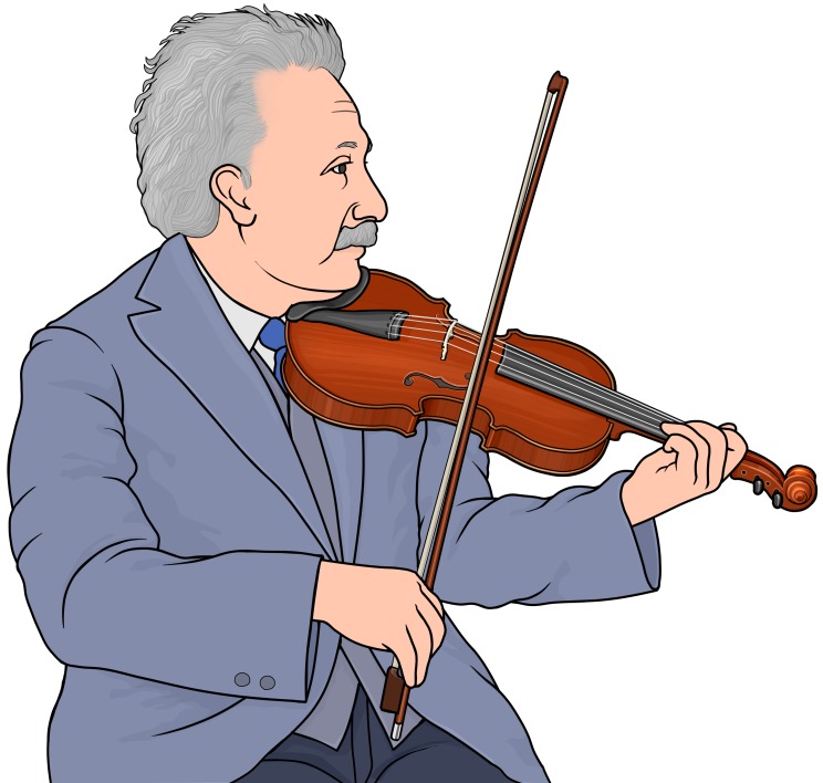 バイオリンを演奏するアインシュタインの図