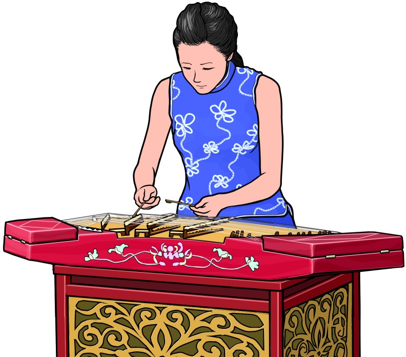 中国の弦楽器：ヤンチン 揚琴の演奏