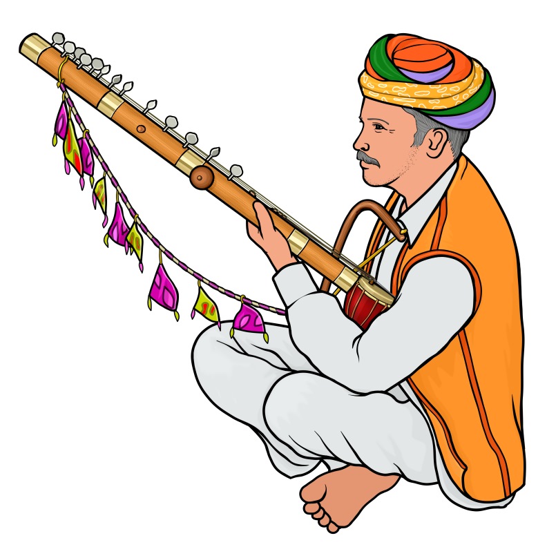 楽器のイラスト：インドの楽器：ラバナハッタ