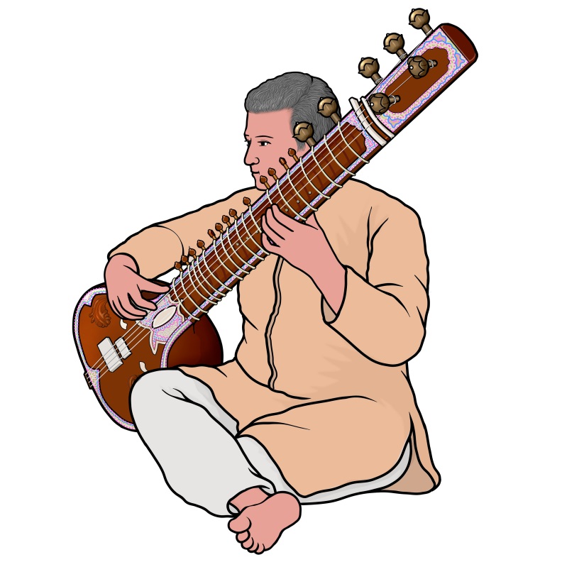 楽器のイラスト：シタール(sitar)
