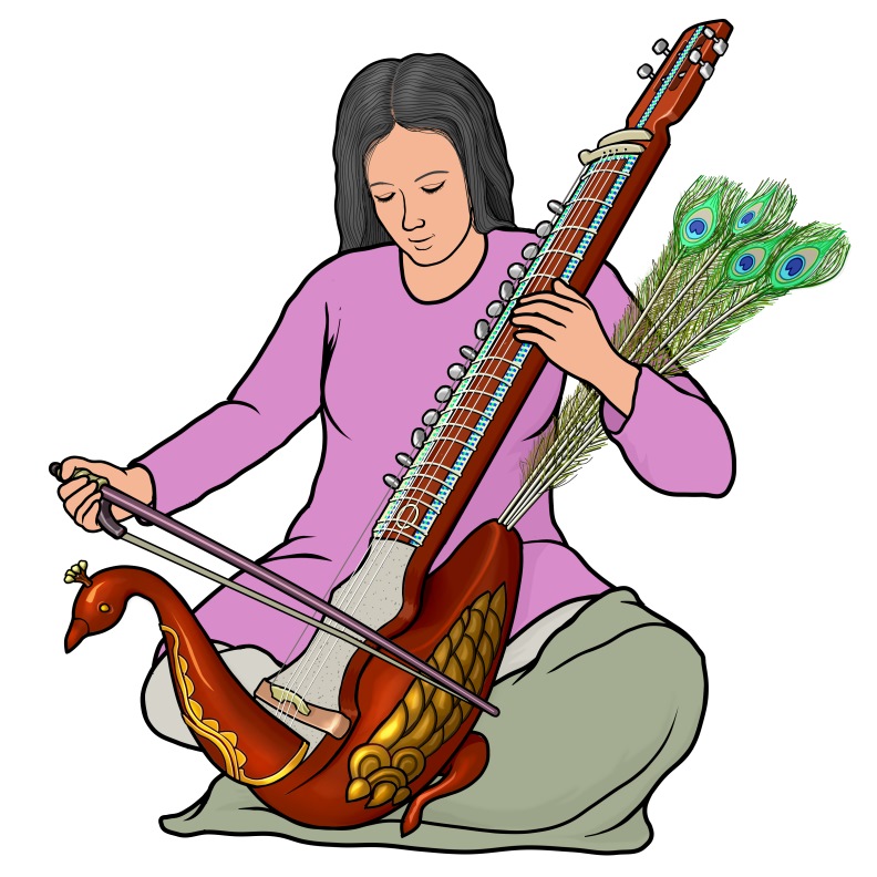 マユーリ・ビーナ（タウス）を演奏する女性