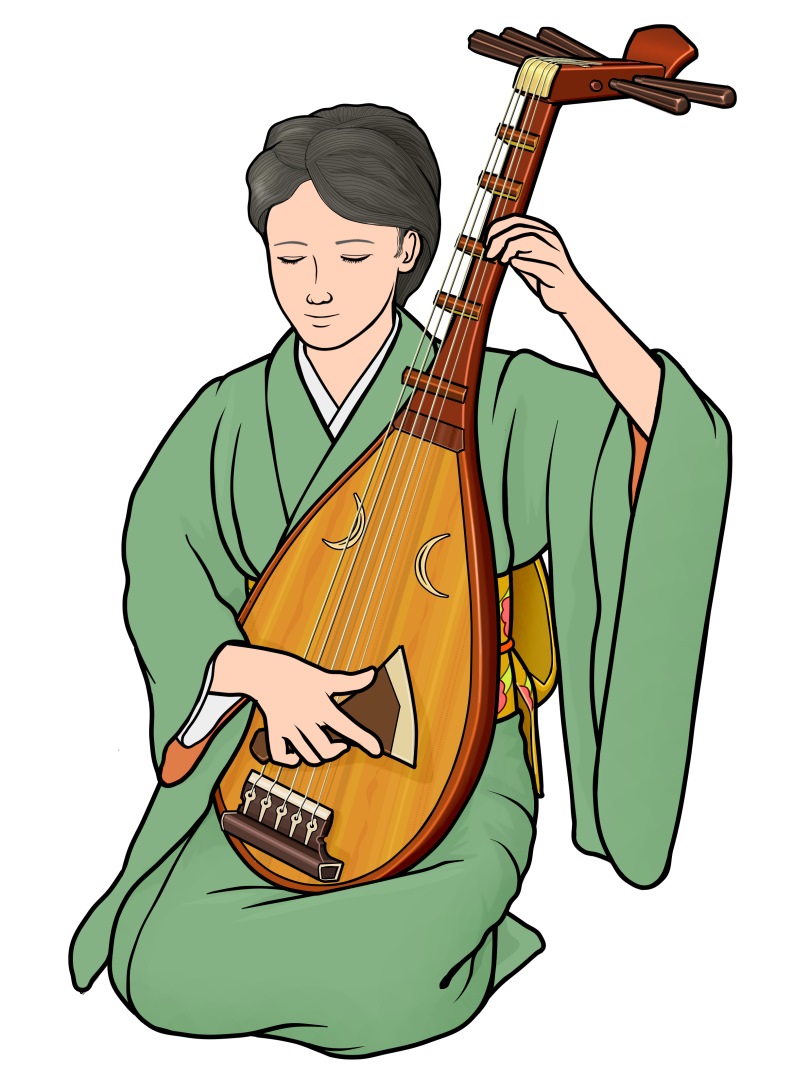 playing the chikuzen biwa