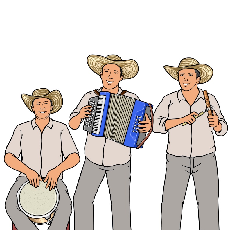 バジェナートで使う代表的な楽器 カハ, アコーディオン, グアチャラカ