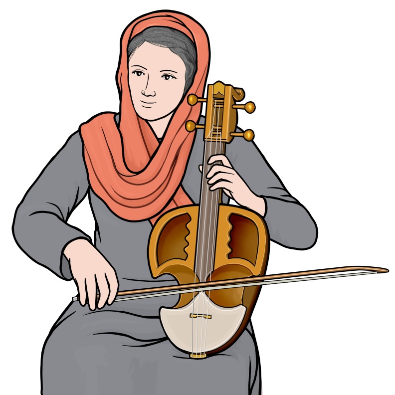 ゲイチャクを演奏する女性の図