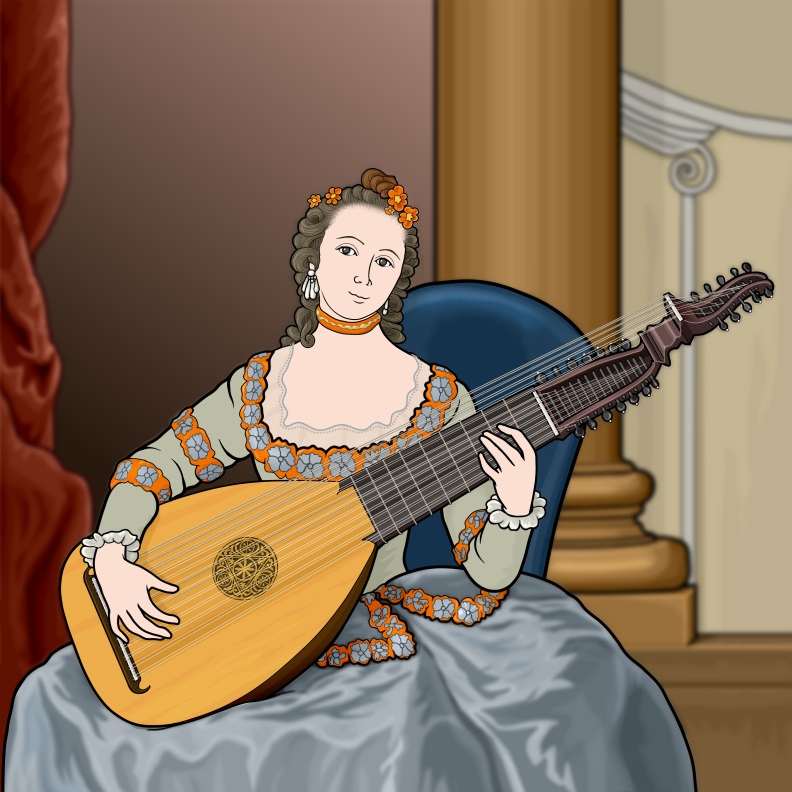 Woman playing a Lute/Anna Dorothea Therbusch