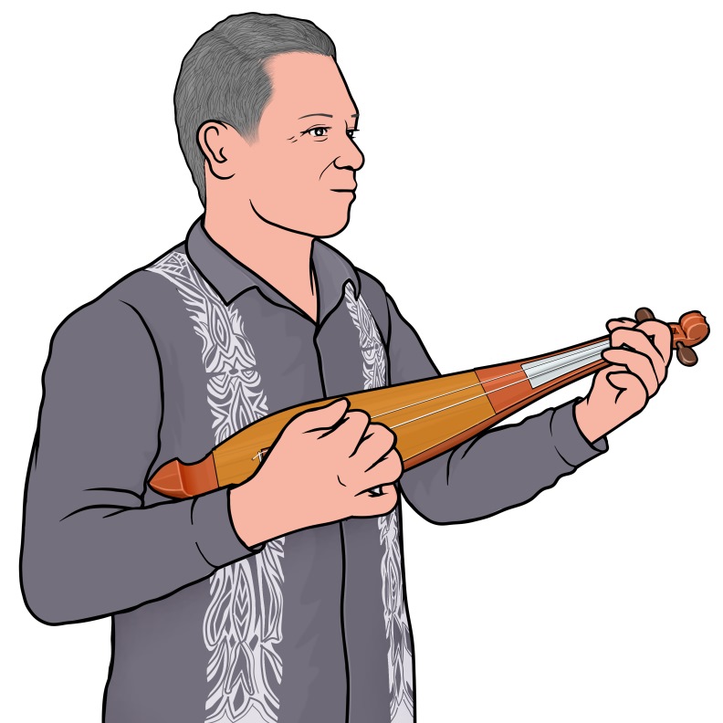 ハサピを演奏している男性のイラスト
