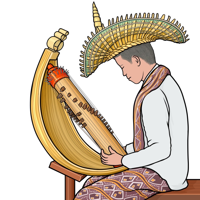 sasandoを演奏している男性のイラスト