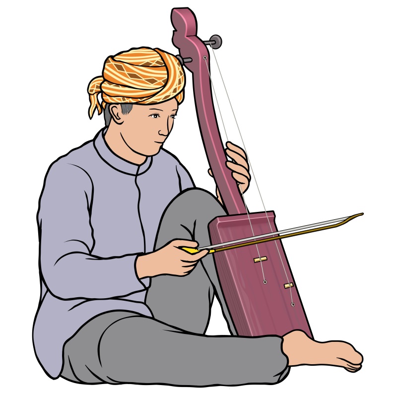 タラワンサを演奏している男性のイラスト