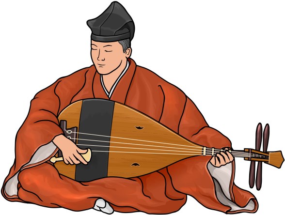 楽器図鑑：楽琵琶の奏者